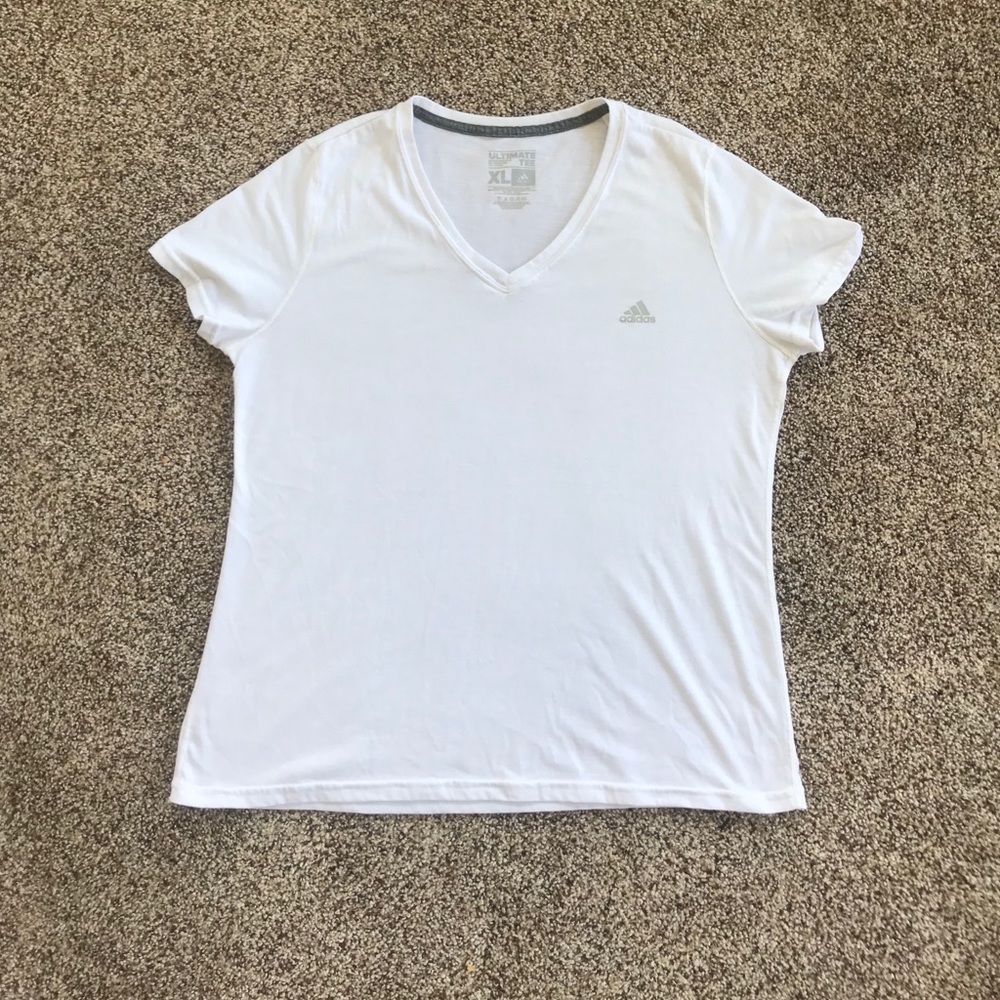 Adidas white v-neck t-shirt